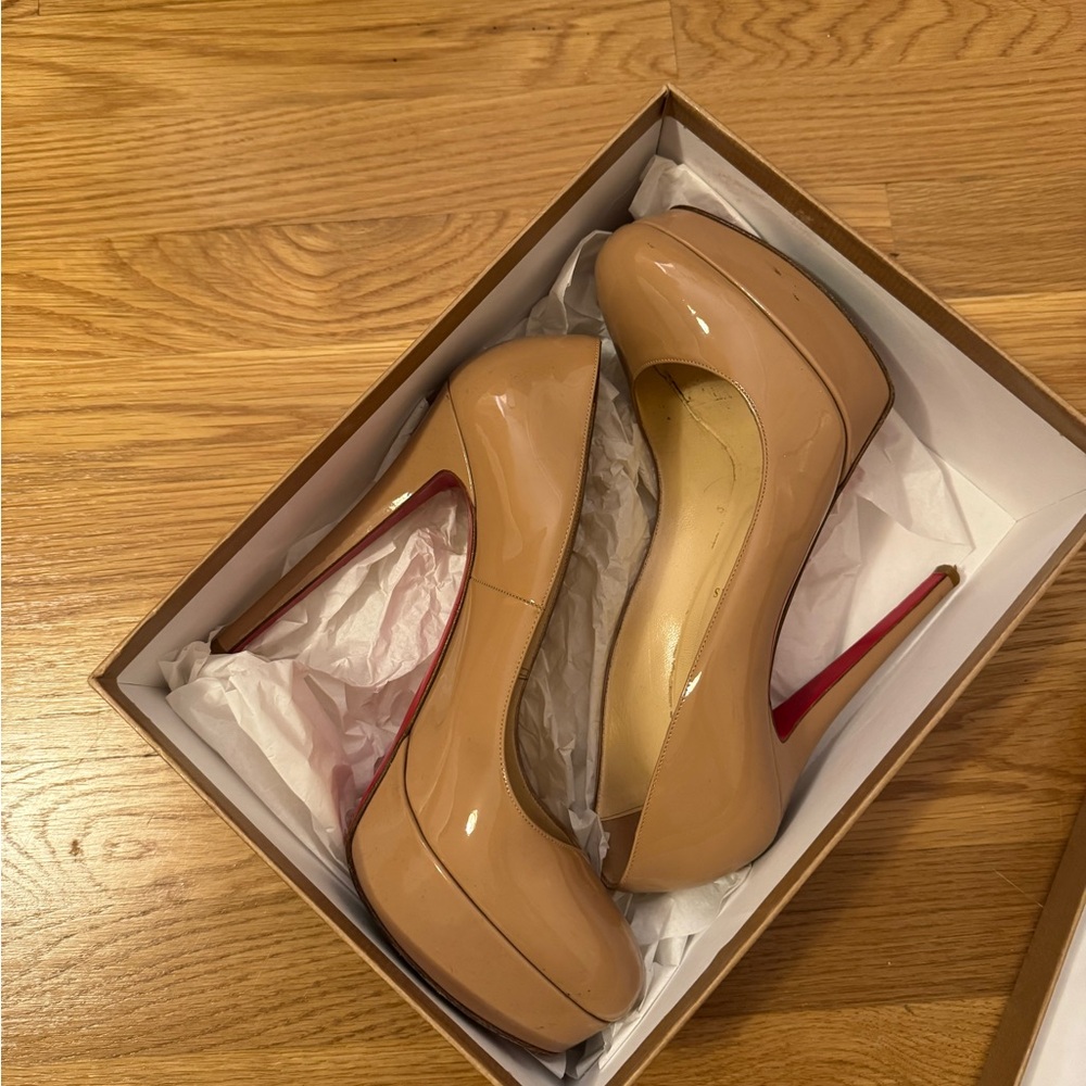 Christian Louboutin Nude Patent Leather Pumps